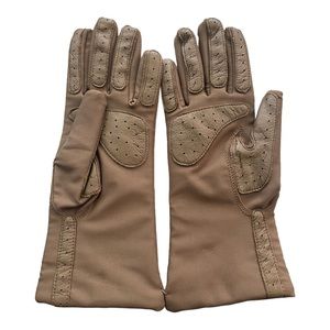 Vintage Fownes Womens One Size Gloves Spandex Leather Brown Stretch Driving New